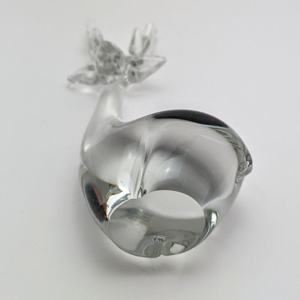 Vintage Enesco Clear Art Glass Reindeer Deer Stag Hand Blown Figurine 8.25" - Picture 4 of 10